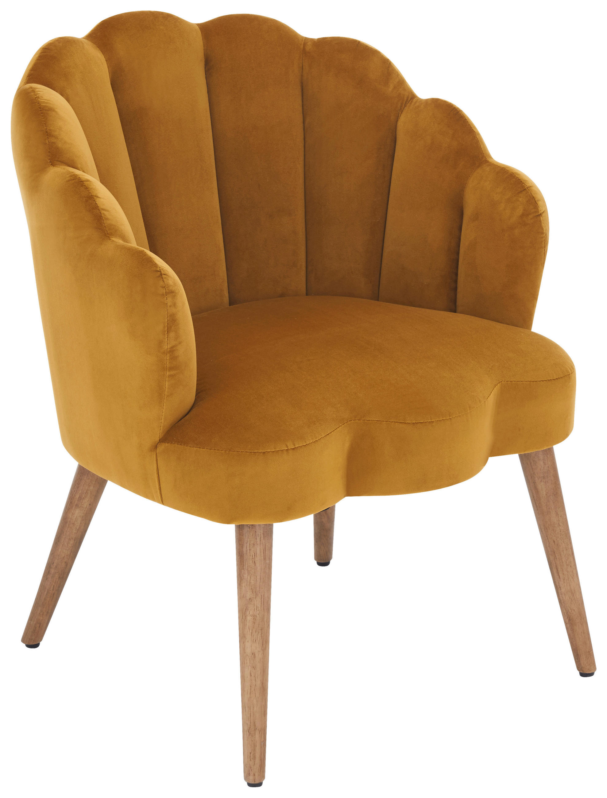 SESSEL Samt Gelb, Ecru    - Ecru/Gelb, Design, Holz/Textil (67/80/65cm) - MID.YOU