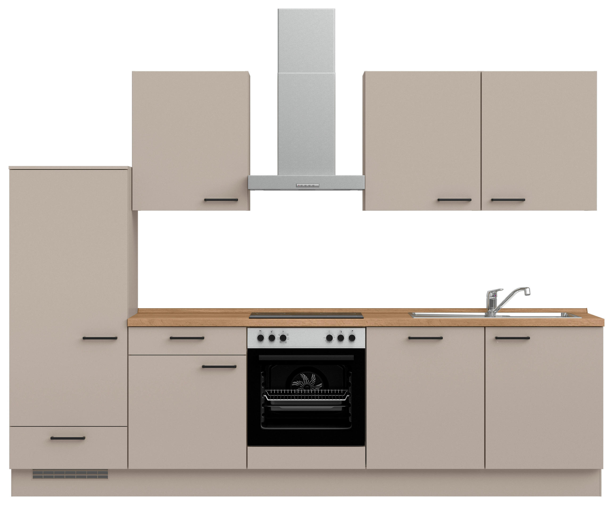 KÜCHENBLOCK Easytouch 300 cm  in Eichefarben, Sandfarben  - Sandfarben/Eichefarben, MODERN, Holzwerkstoff/Metall (300cm) - Nobilia