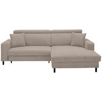 ECKSOFA Hellgrau, Hellbraun Flachgewebe  - Hellbraun/Hellgrau, Design, Textil/Metall (262/166cm) - Xora