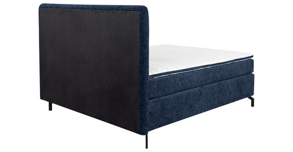 BOXSPRINGBETT 180/200 cm,  in Dunkelblau, Topper, H2 + H3 = mittel + fest  - Schwarz/Dunkelblau, Design, Textil/Metall (180/200cm) - Esposa