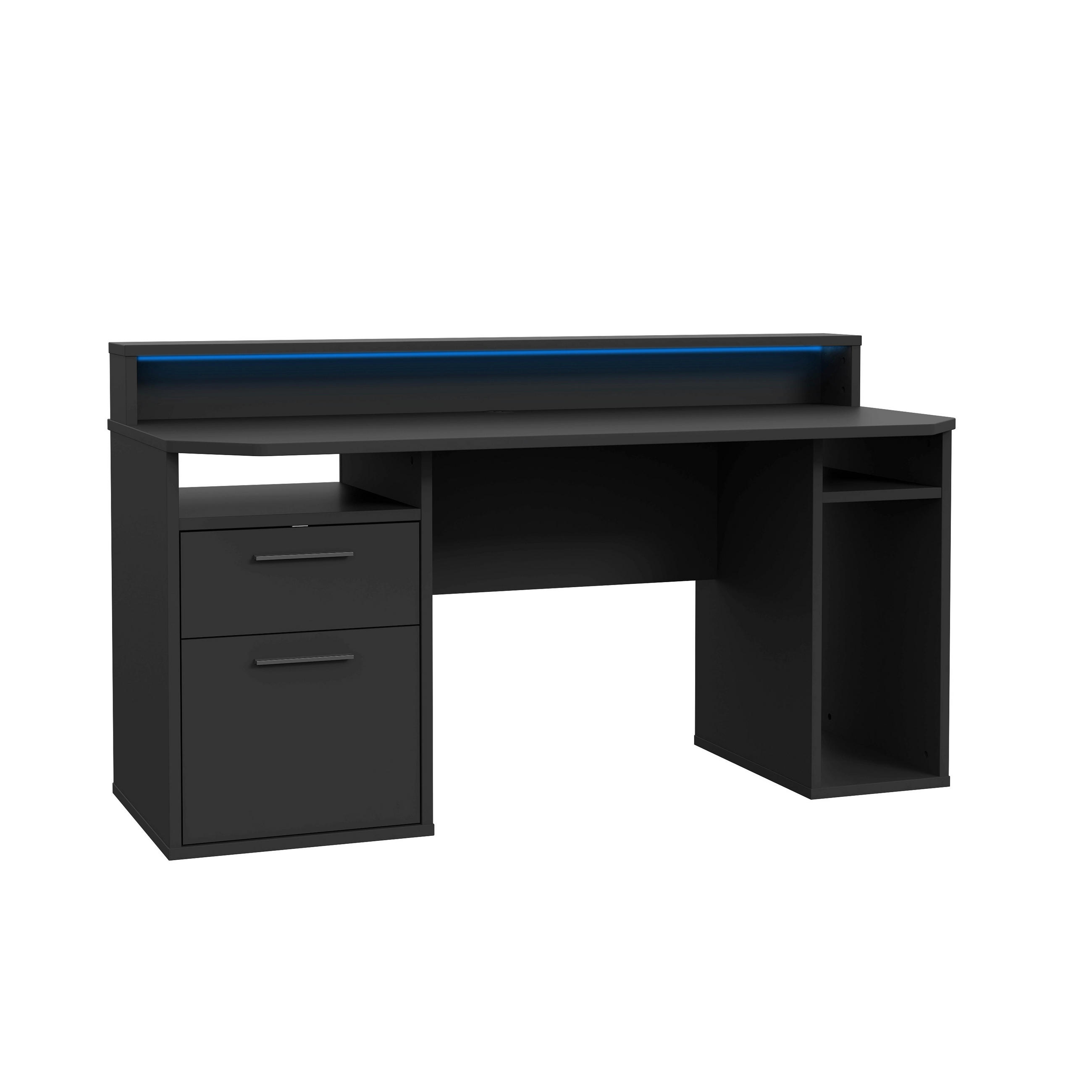 GAMING STOL crna metal, plastika, drvni materijal - crna/boje aluminija, Moderno, drvni materijal/metal (160/72/91cm) - MID.YOU