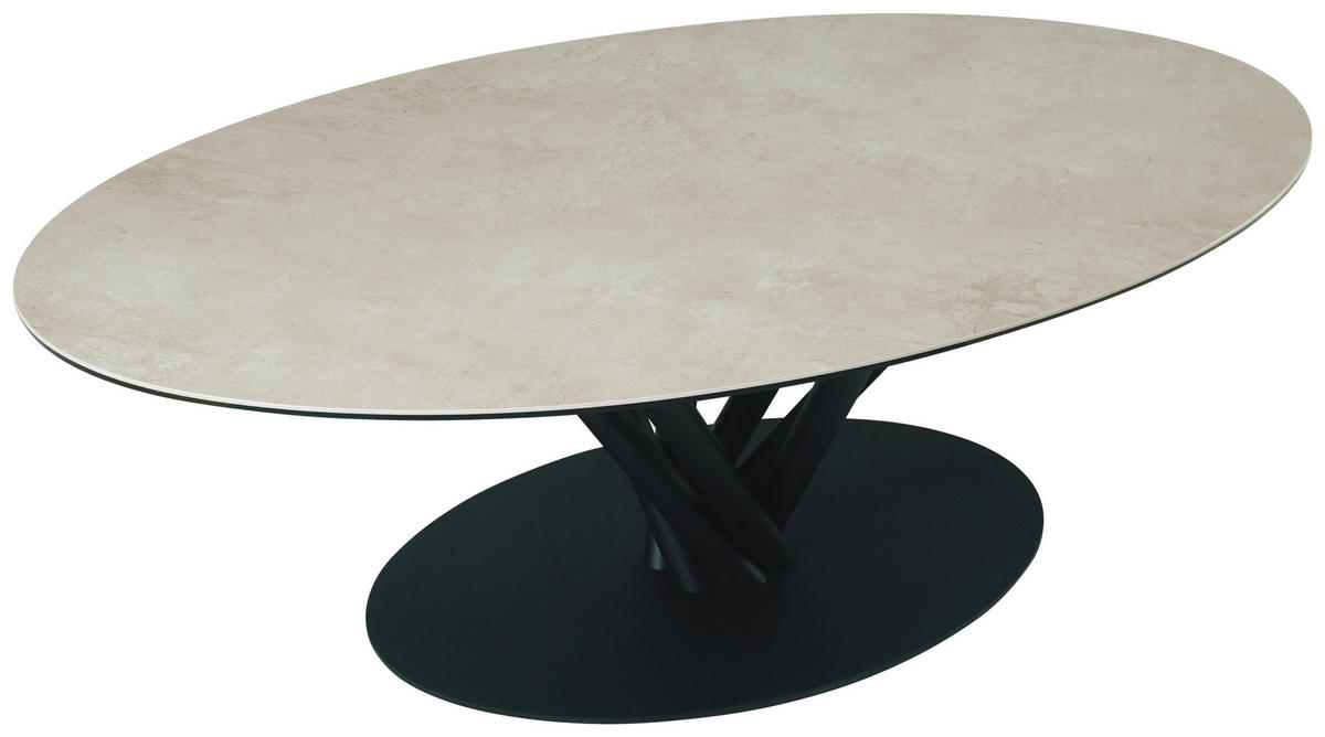 COUCHTISCH ESG 120/70/42 cm oval Schwarz, Taupe  - Taupe/Schwarz, Design, Glas/Keramik (120/70/42cm) - Belluti