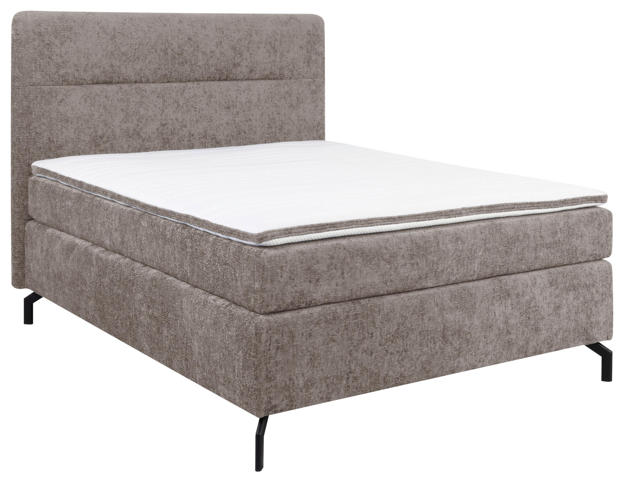 BOXSPRINGBETT 140/200 cm  in Hellbraun  - Hellbraun/Schwarz, Design, Textil/Metall (140/200cm) - Esposa