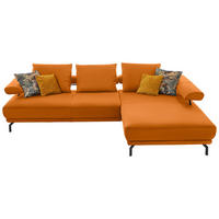 ECKSOFA in Echtleder Orange  - Schwarz/Orange, Design, Leder/Metall (305/224cm) - Dieter Knoll