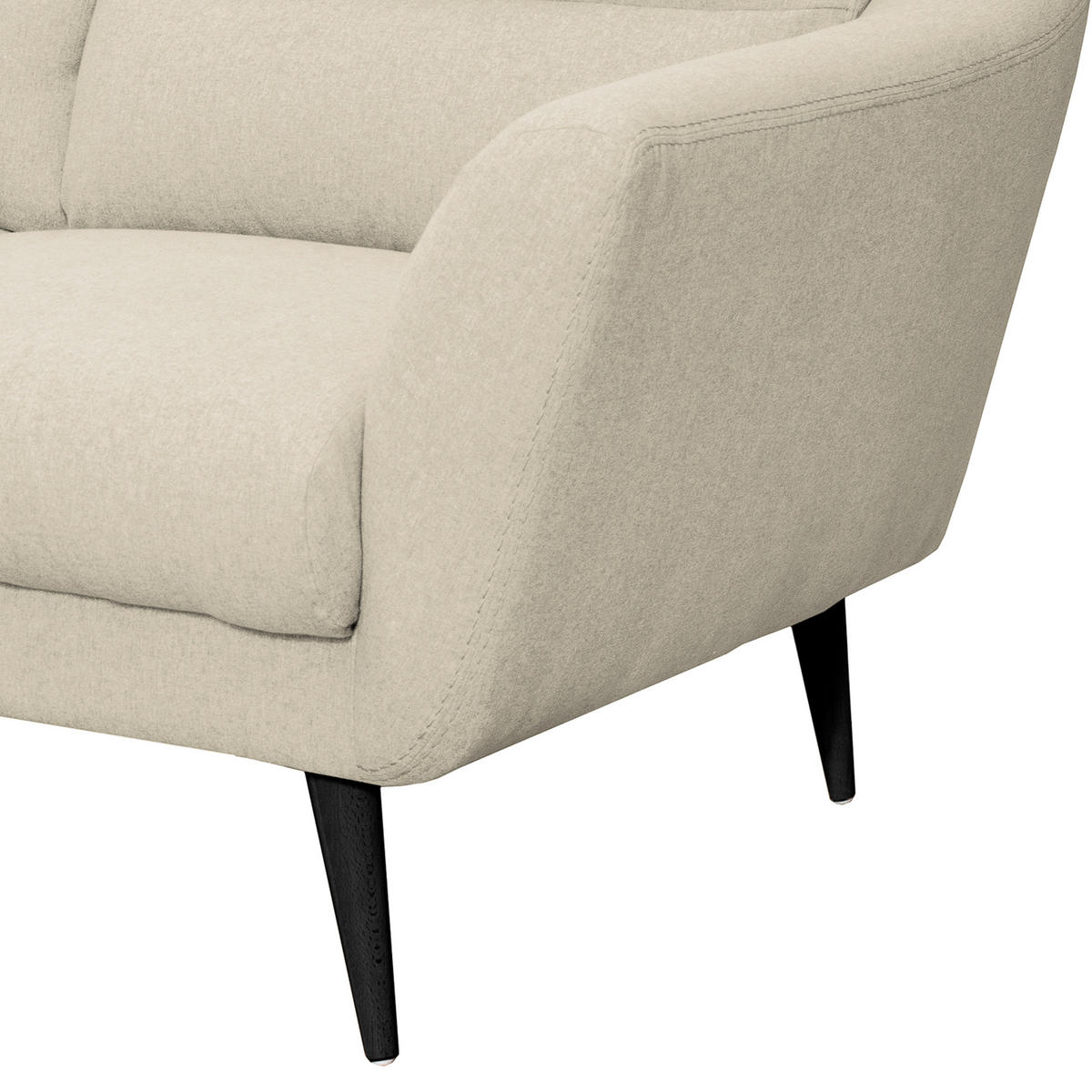 3-SITZER-SOFA in Webstoff Creme  - Creme/Schwarz, Design, Holz/Textil (209/87/88cm) - Livetastic