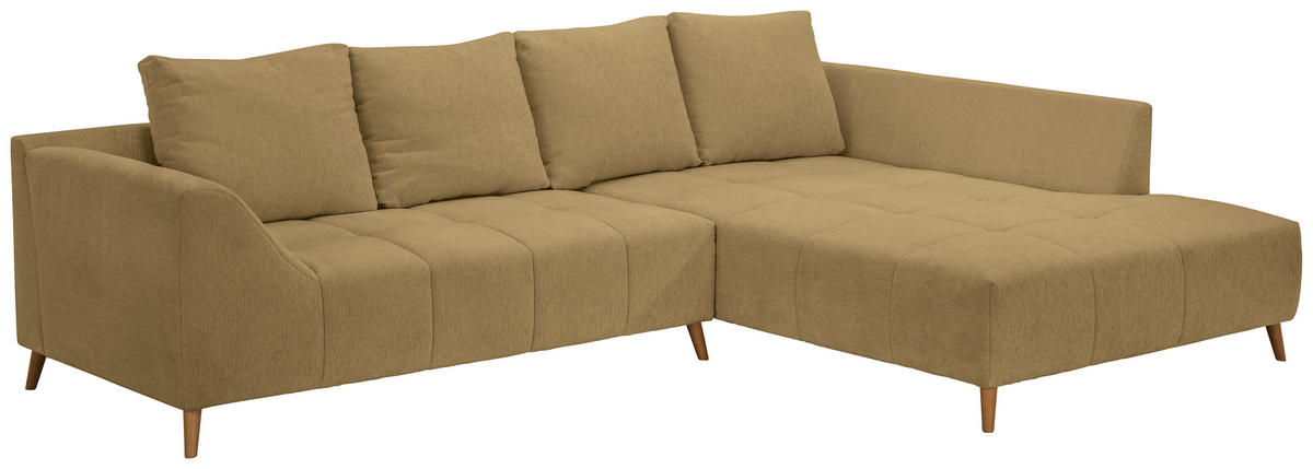 ECKSOFA Honig Flachgewebe  - Buchefarben/Honig, KONVENTIONELL, Holz/Textil (306/202cm) - Carryhome