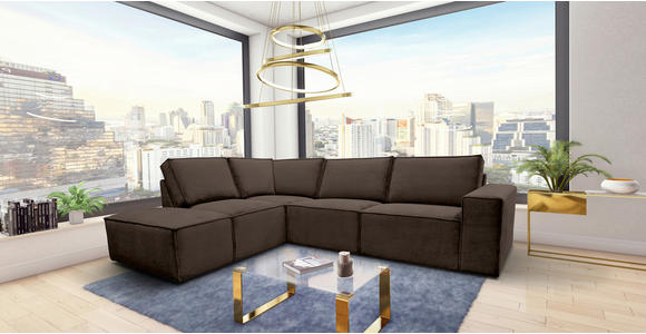 ECKSOFA Braun Chenille  - Schwarz/Braun, KONVENTIONELL, Kunststoff/Textil (212/275cm) - Carryhome