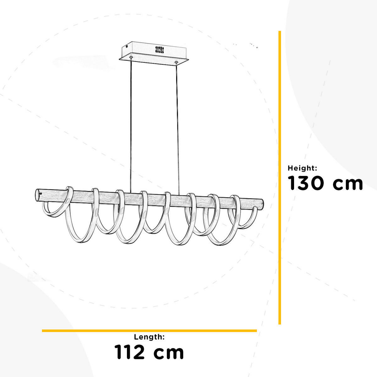 ZÁVESNÉ LED SVIETIDLO, 112/22/130 cm  - farba akácie/biela, Natur, kov (112/22/130cm)