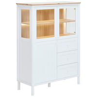 HIGHBOARD Weiß, Eiche Artisan  112,3/150/47,2 cm  - Weiß/Eiche Artisan, ROMANTIK / LANDHAUS, Glas/Holzwerkstoff (112,3/150/47,2cm) - home24
