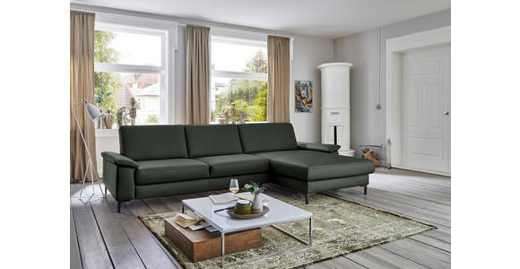 ECKSOFA in Echtleder Dunkelgrün 334/176 cm - Dunkelgrün/Schwarz, Design, Leder/Metall (334/176cm) - Dieter Knoll