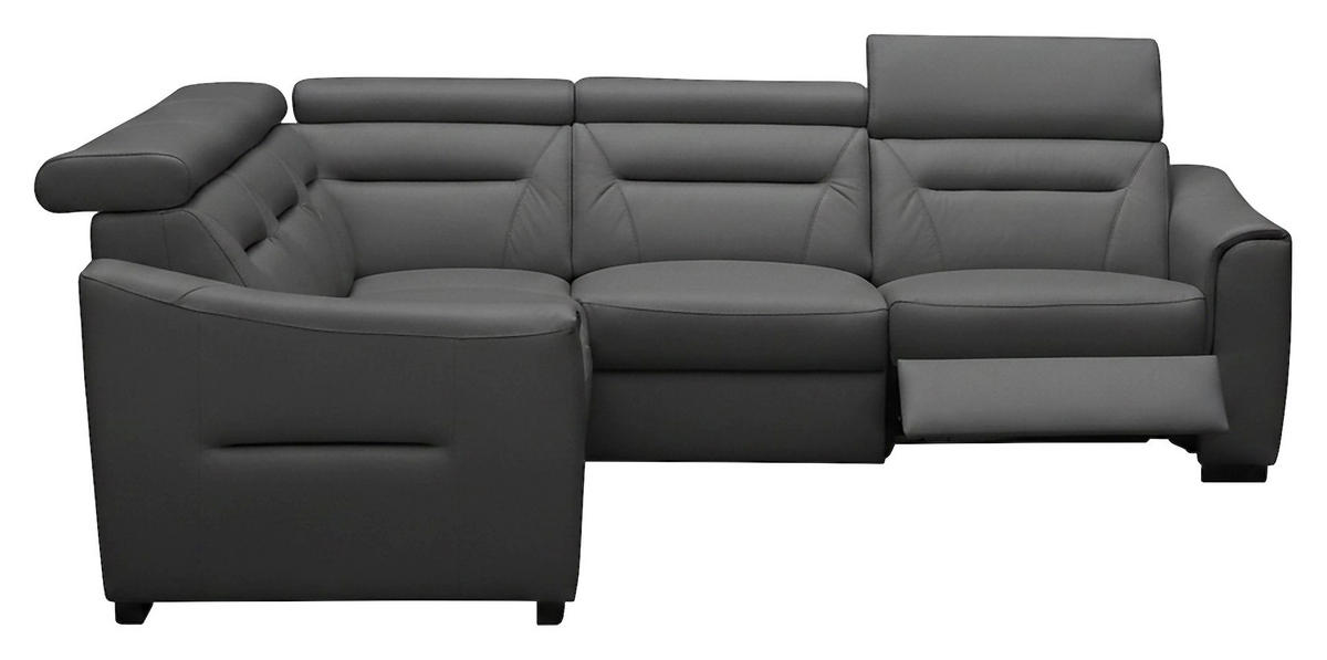 ECKSOFA  in Lederlook Echtleder Anthrazit  - Wengefarben/Anthrazit, Design, Leder/Holz (260/260cm) - Celina Home