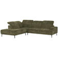 ECKSOFA Grün Chenille Kopfteilverstellung, Sitztiefenverstellung  - Schwarz/Grün, Design, Textil/Metall (243/307cm) - Xora