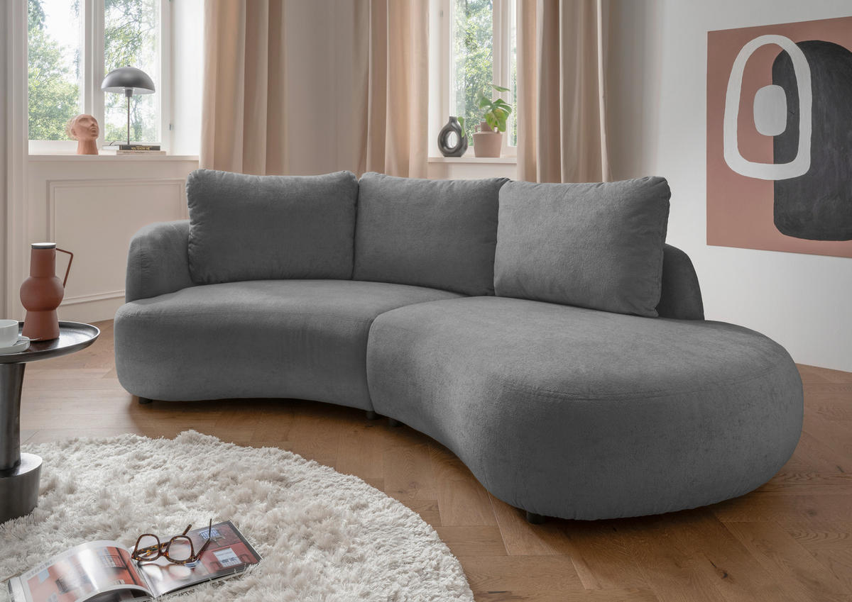ECKSOFA in Mikrofaser Anthrazit  - Anthrazit/Schwarz, Modern, Kunststoff/Textil (139/250cm) - Livetastic