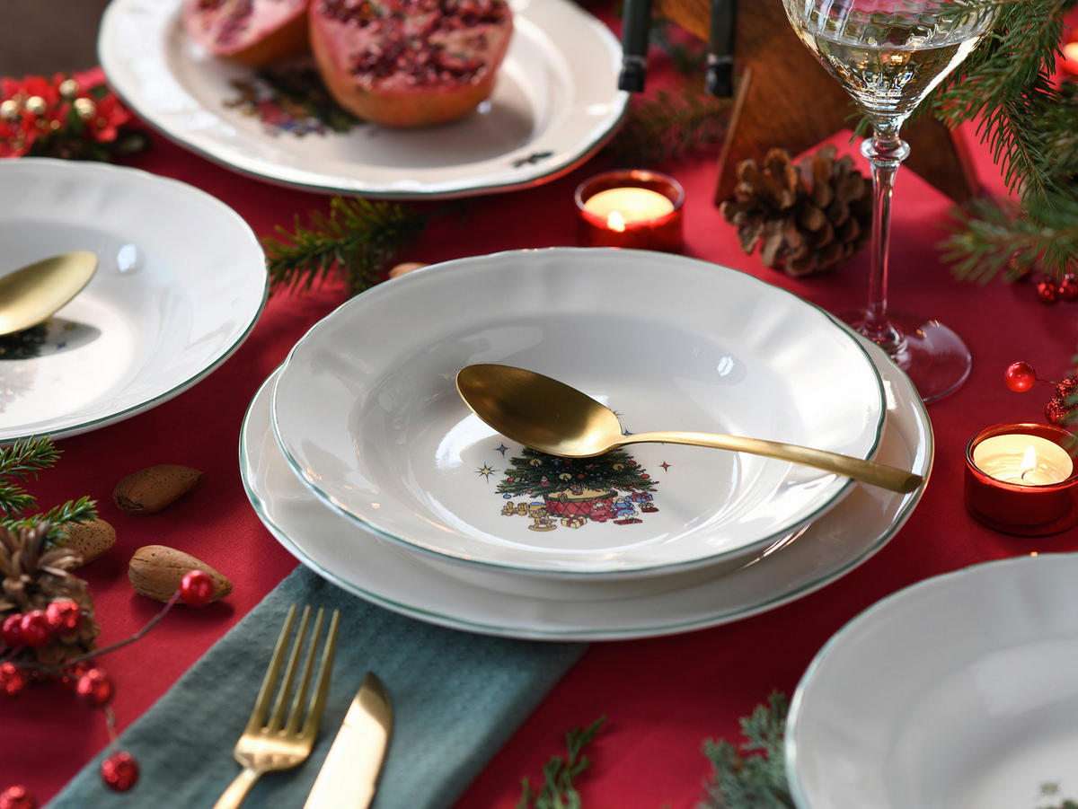 TAFELSERVICE Tannenbaum bunt 12-teilig  - Multicolor/Weiß, Basics, Keramik - Creatable
