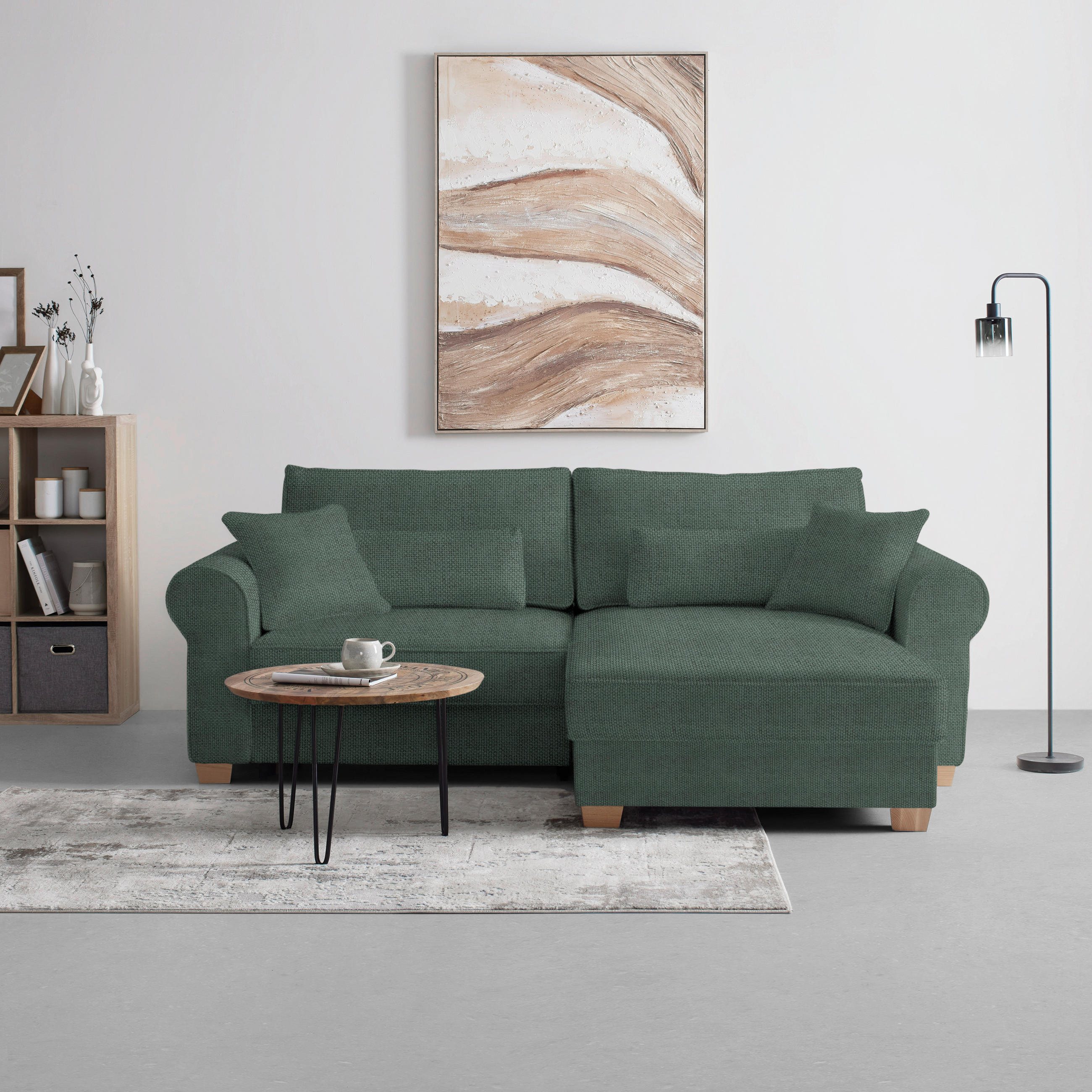 HÖRNSOFFA i mörkgrön  - mörkgrön, Modern, trämaterial/trä (255/185cm) - MID.YOU