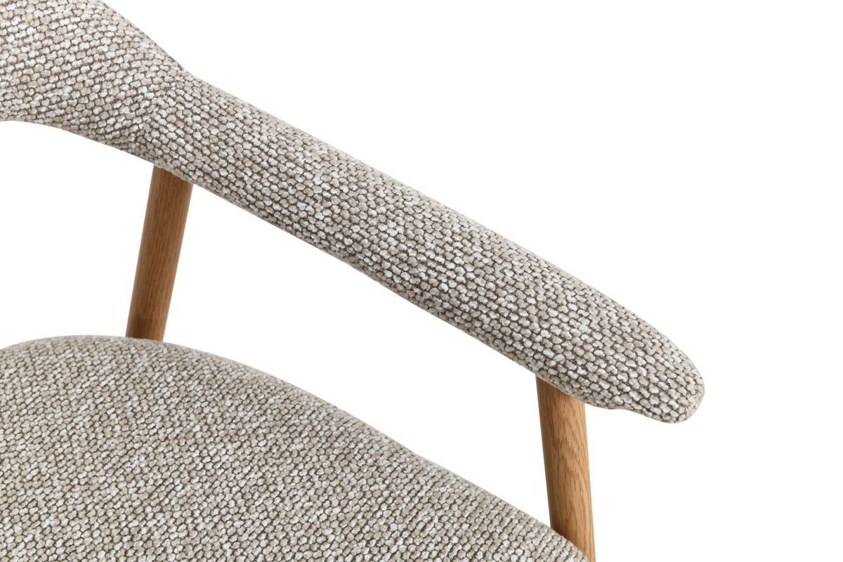 ARMLEHNSTUHL   Bouclé  - Taupe/Walnussfarben, Basics, Holz/Textil (59/75/62cm) - Livetastic