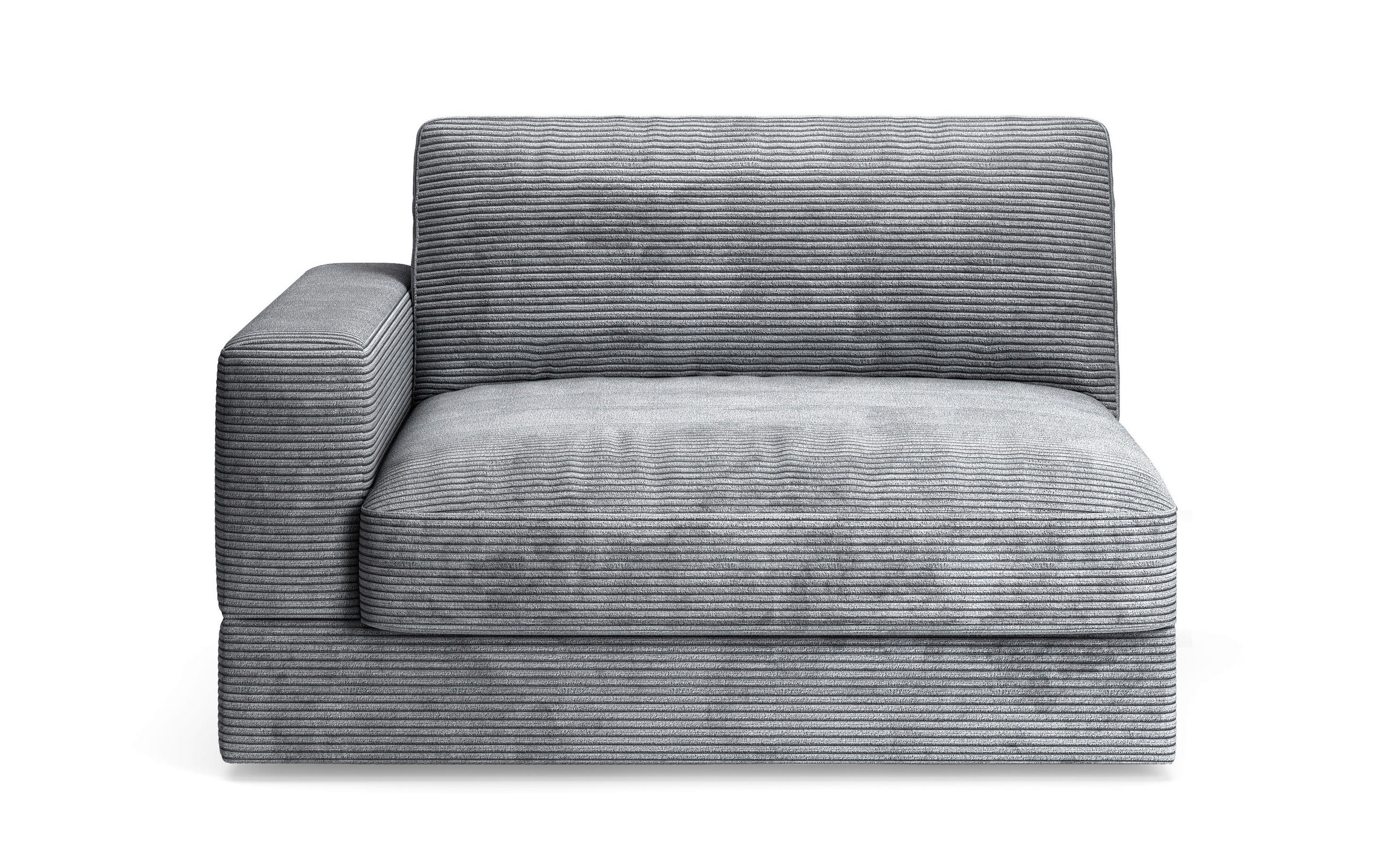 SOFAELEMENT FABIO E Cord Grau  - Schwarz/Grau, MODERN, Kunststoff/Textil (132/87/108cm) - Sit & More