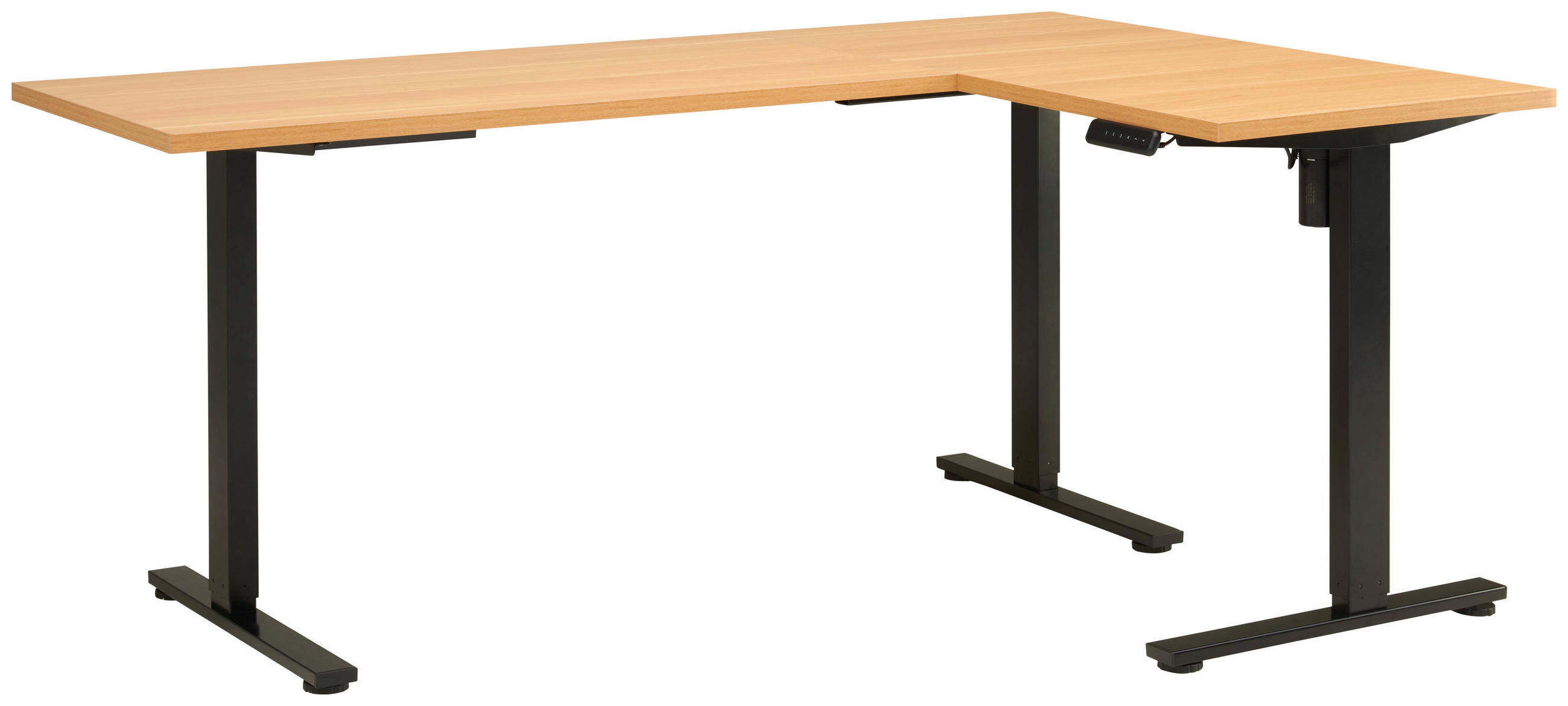 SCHREIBTISCH höhenverstellbar  - Eichefarben/Schwarz, MODERN, Holzwerkstoff/Metall (180/74,5/119/120cm) - MID.YOU