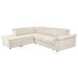 ECKSOFA Creme Flachgewebe Bettkasten, Schlaffunktion, Rücken echt, Liegefläche im Originalstoff  - Creme/Schwarz, KONVENTIONELL, Kunststoff/Textil (235/280cm) - Carryhome