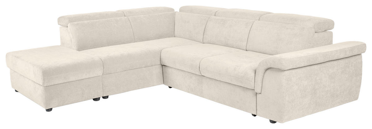 ECKSOFA Creme Flachgewebe  - Creme/Schwarz, KONVENTIONELL, Kunststoff/Textil (235/280cm) - Carryhome