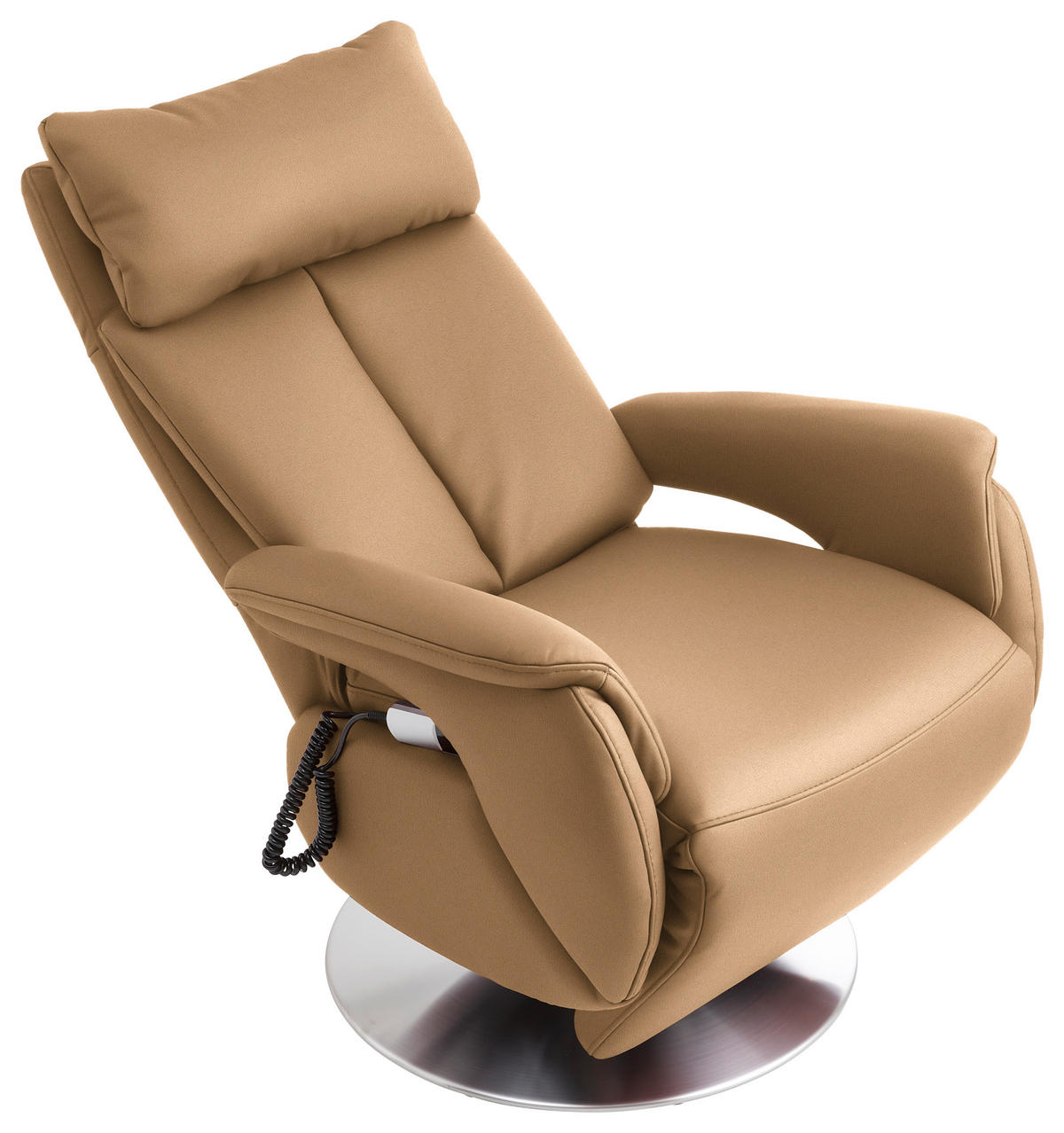 RELAXSESSEL in Leder Cappuccino  - Edelstahlfarben/Cappuccino, Konventionell, Leder/Metall (78/110/81cm) - Cantus