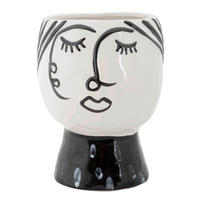 Vase Pot Face  - Schwarz/Weiß, Basics, Keramik (14/18,2/14cm)