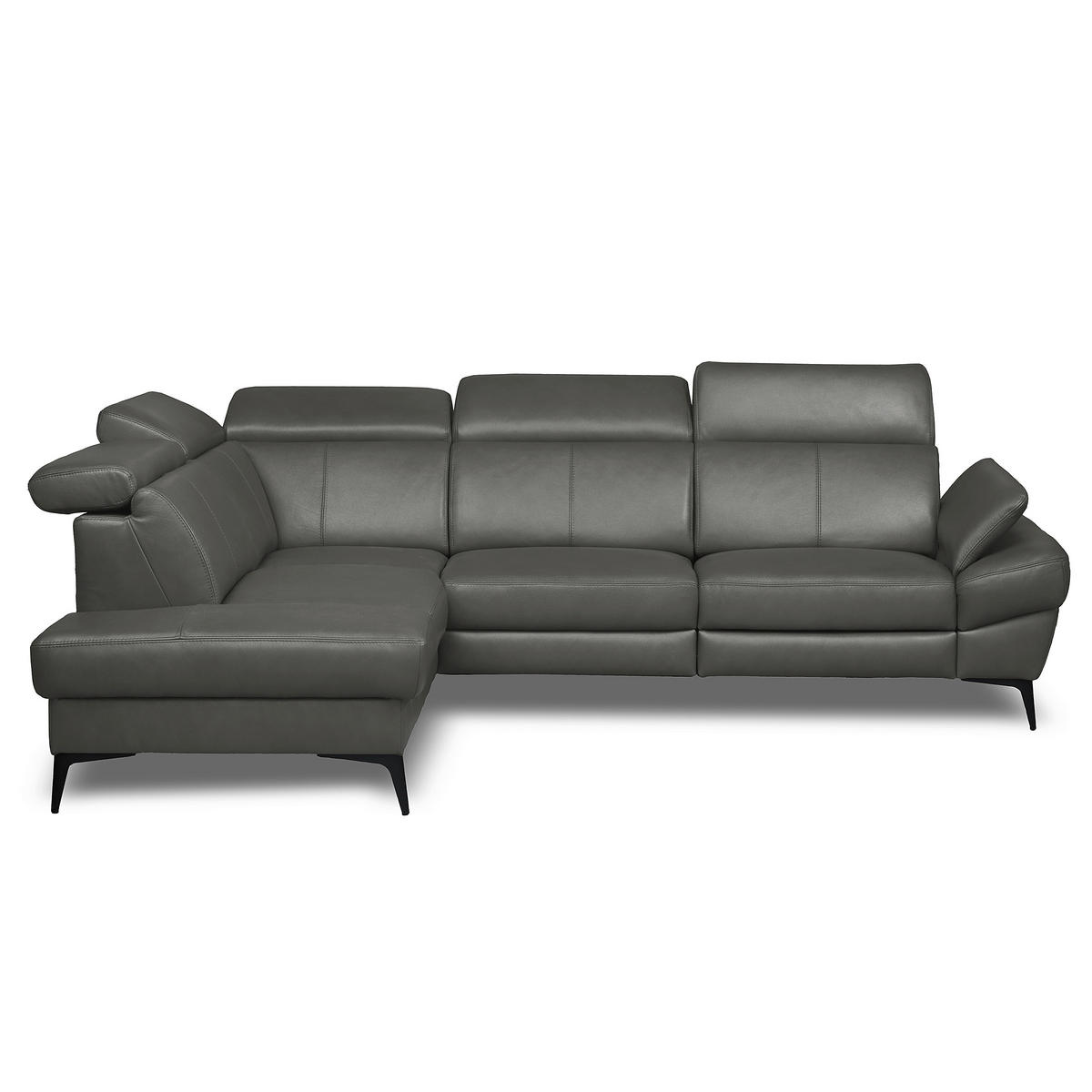 ECKSOFA  in Lederlook Echtleder Anthrazit  211/264 cm  - Anthrazit/Schwarz, Design, Leder/Textil (211/264cm) - Livetastic