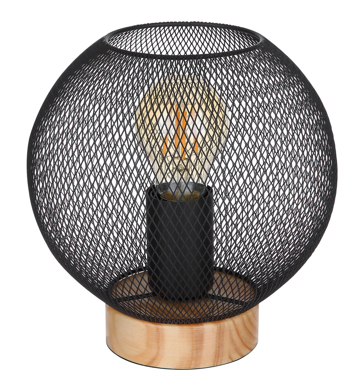 STOLNÍ LAMPA, E27, 20/20 cm  - černá/hnědá, Basics, kov/dřevo (20/20cm) - Globo