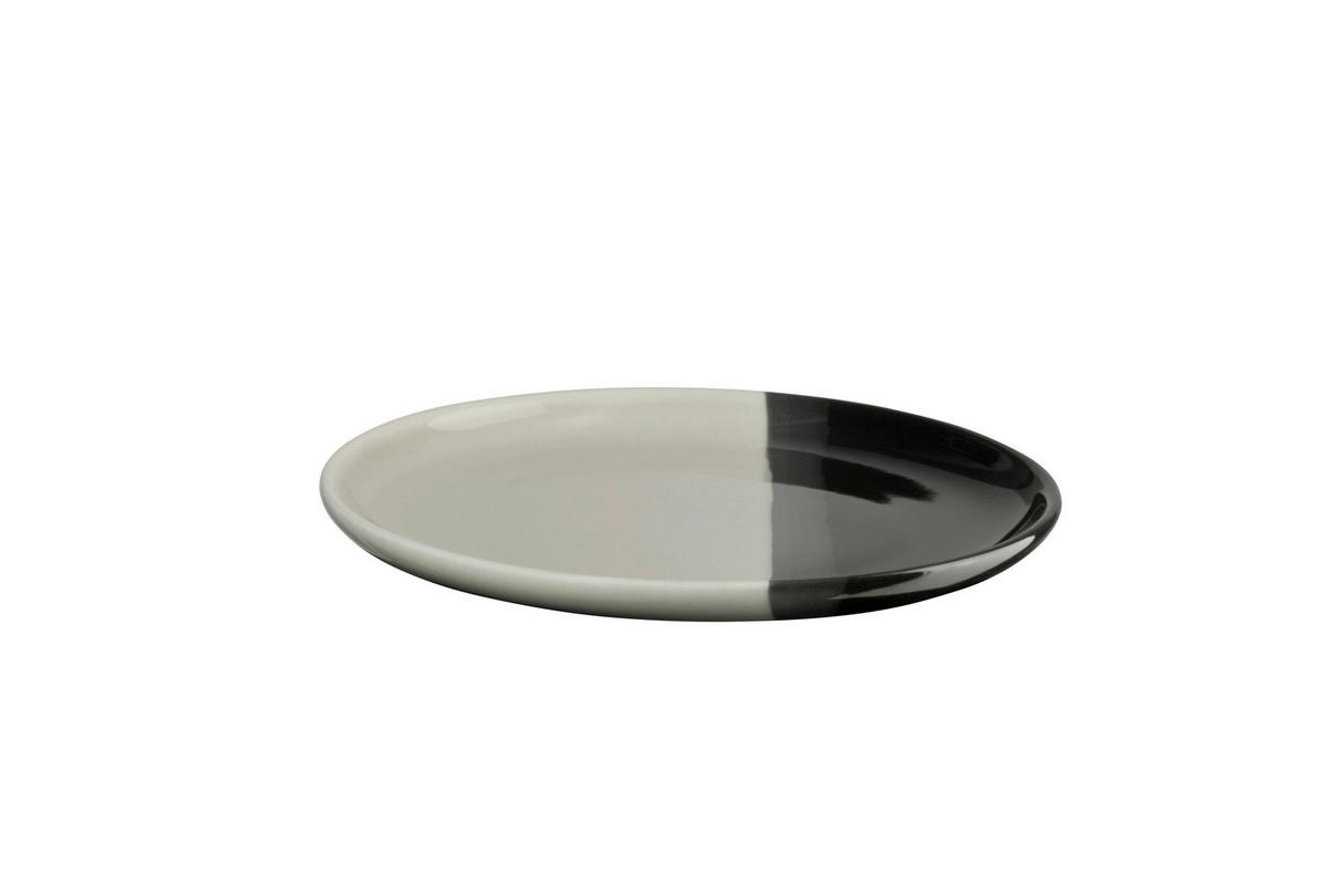 APERITIFTELLER Schwarz, Hellgrau 13/1,2 cm Joy  - Hellgrau/Schwarz, KONVENTIONELL, Keramik (13/1,2cm) - ASA