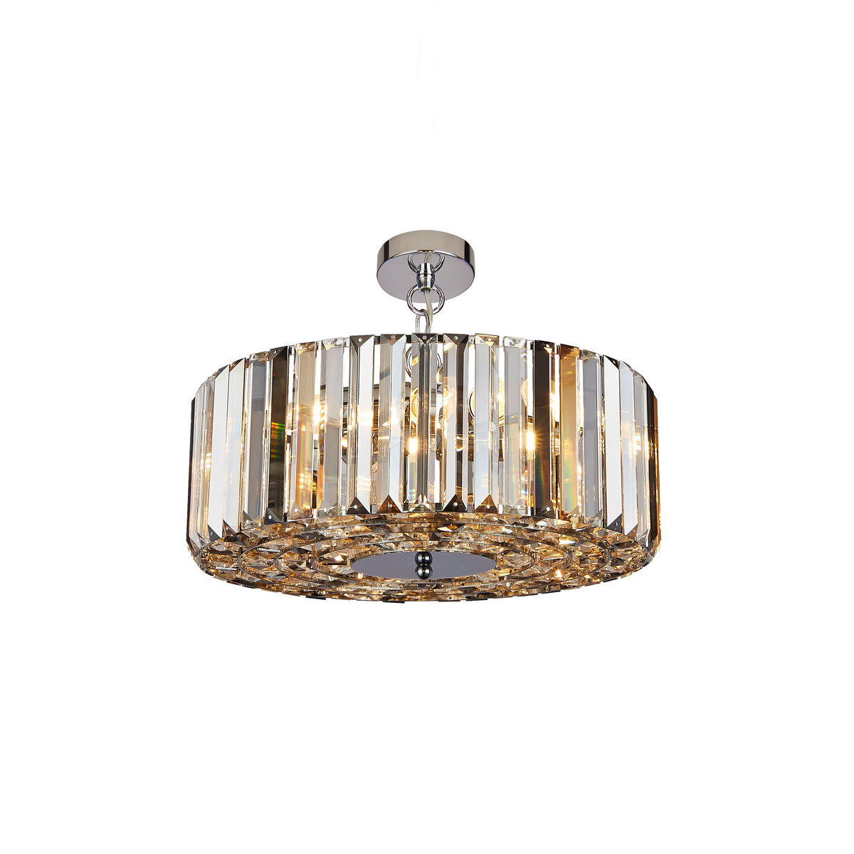 HÄNGLAMPA Chapeau 50/132 cm  - kromfärg/bärnstensfärgad, Klassisk, metall/glas (50/132cm)