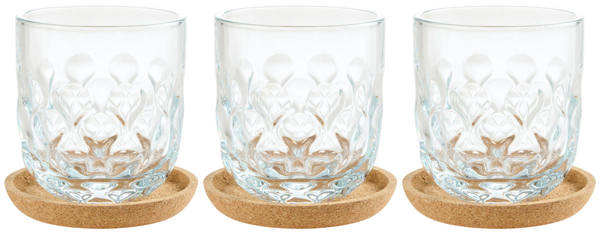 KAFFEEGLÄSERSET Gocce 6-teilig  - Klar, Design, Glas (7,6/8,2/7,6cm) - Leonardo