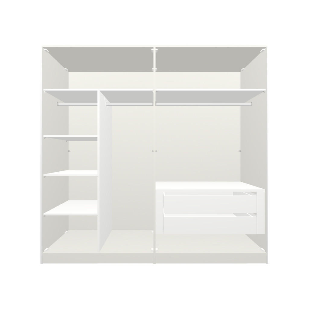 Thumbnail - Boxxx Drehtürenschrank, Weiß, Holzwerkstoff, 5 Fächer, 2 Schubladen, 203x195x59 cm, erweiterbar, Beimöbel erhältlich, um...