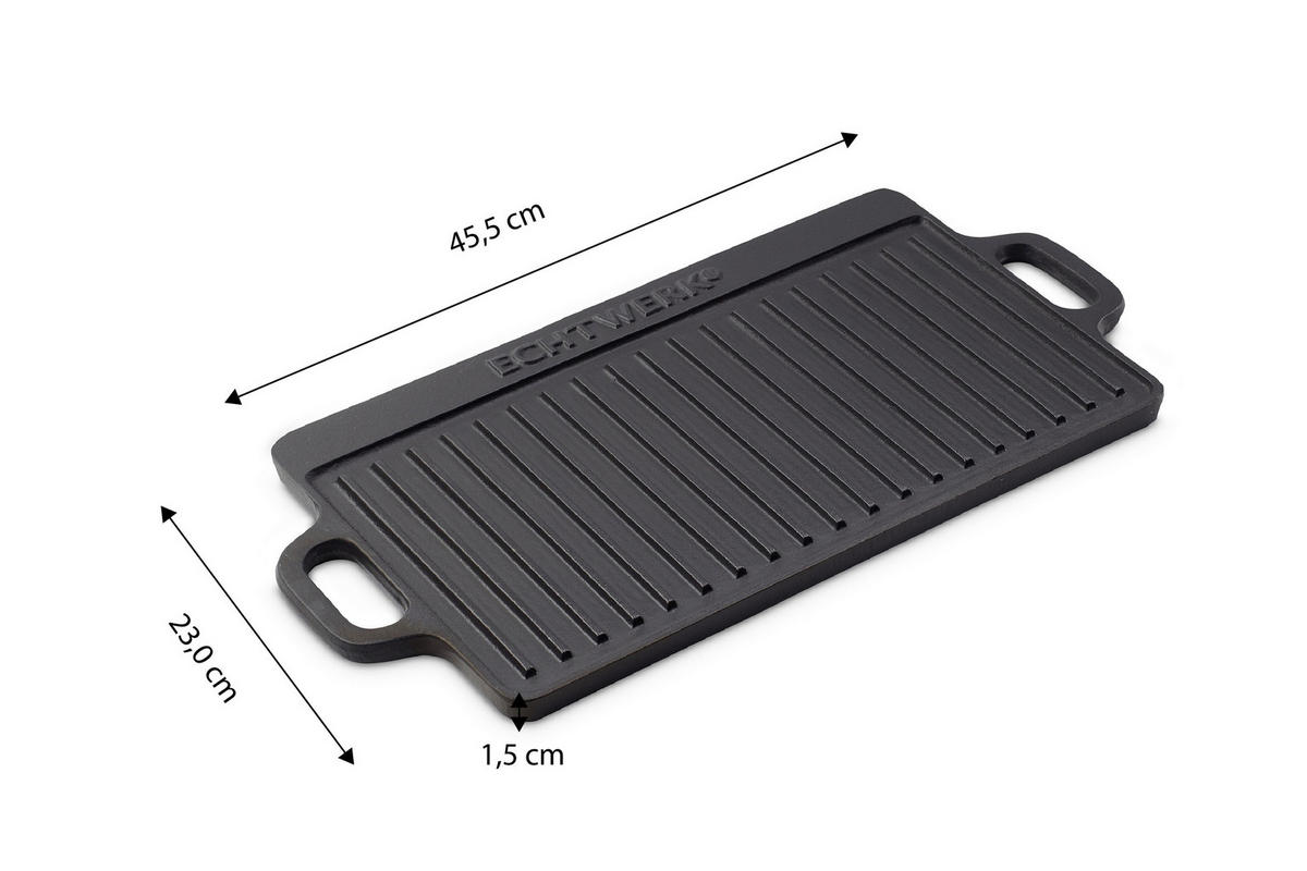 GRILLPLATTE - Schwarz, Design, Metall (45,5/23/1,5cm) - Echtwerk