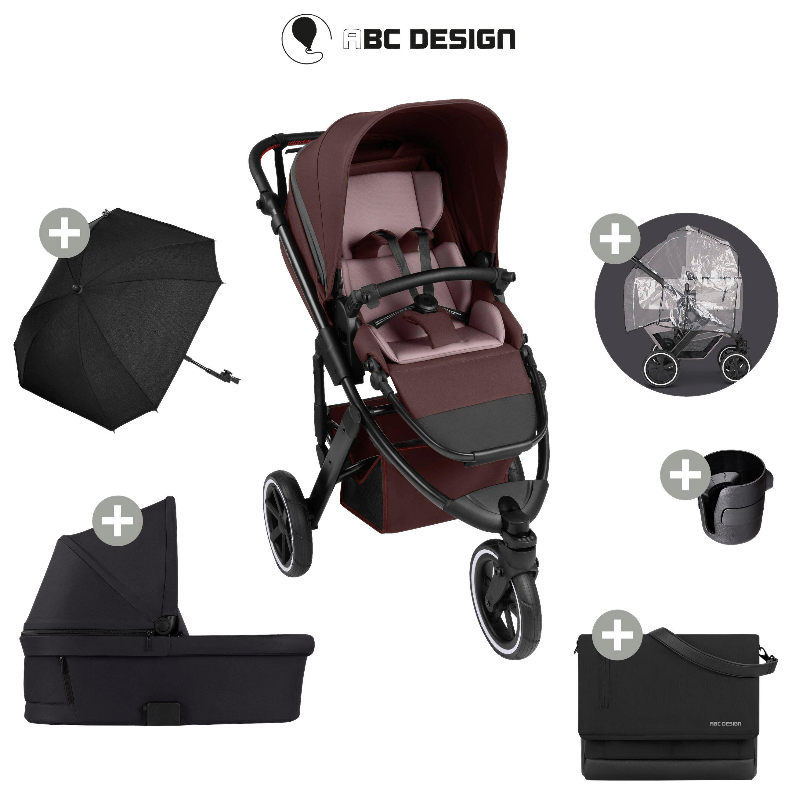 (6ER SET) Sommer Aktion  Salsa 5 Run Sommer Set  Umbra  - Beere/Schwarz, Basics, Textil/Metall (65/122/95cm) - ABC Design