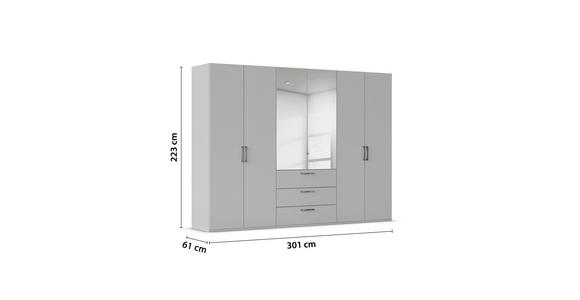 DREHTÜRENSCHRANK 301/223/61 cm,  in Weiß, 6-türig  - Chromfarben/Edelstahlfarben, Basics, Glas/Holzwerkstoff (301/223/61cm) - Novel