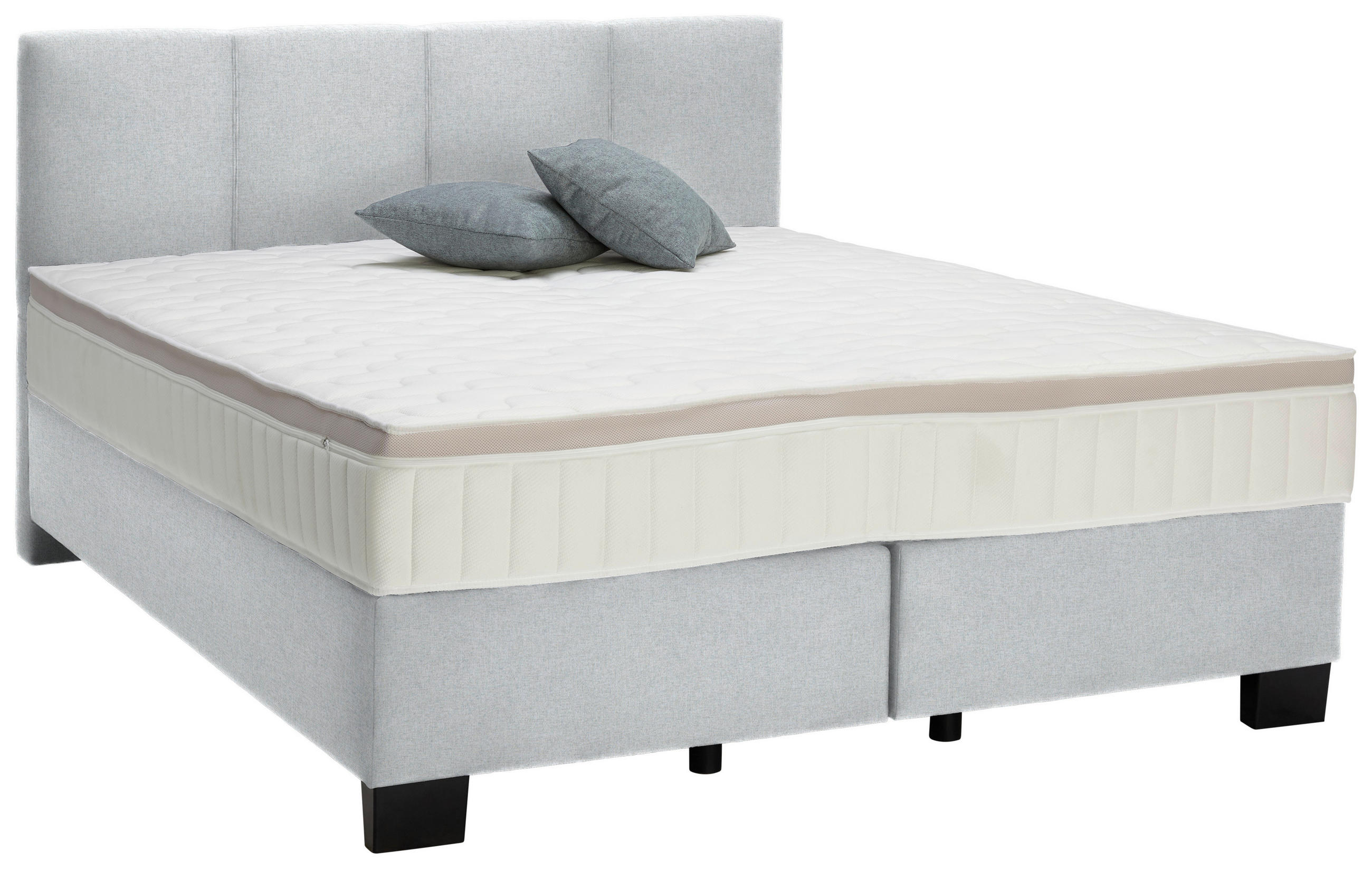 BOXSPRINGBETT 160/200 cm  in Mintgrau  - Mintgrau/Schwarz, Design, Kunststoff/Textil (160/200cm) - Hom`in