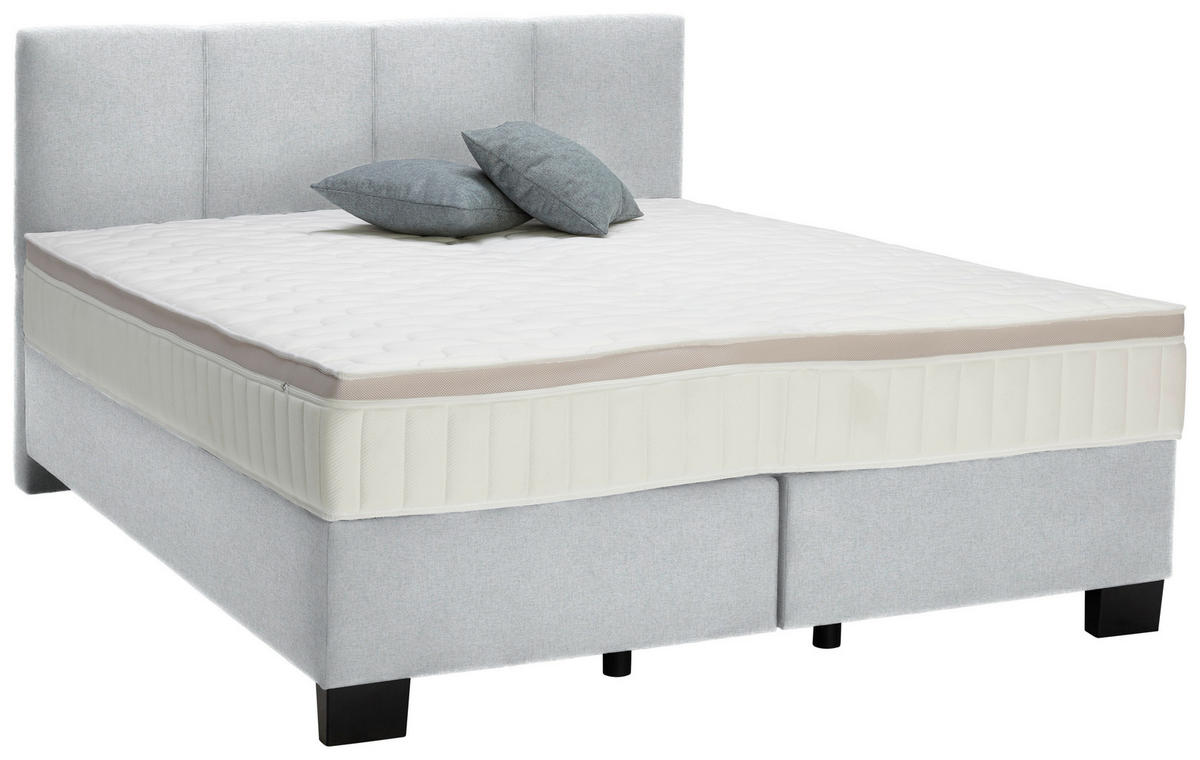 BOXSPRINGBETT 160/200 cm  in Mintgrau  - Mintgrau/Schwarz, Design, Kunststoff/Textil (160/200cm) - Hom`in