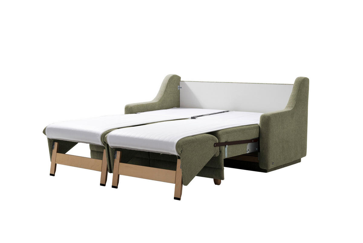 SCHLAFSOFA in Textil Olivgrün  - Buchefarben/Olivgrün, Konventionell, Holz/Textil (184/88/91cm) - Sedda