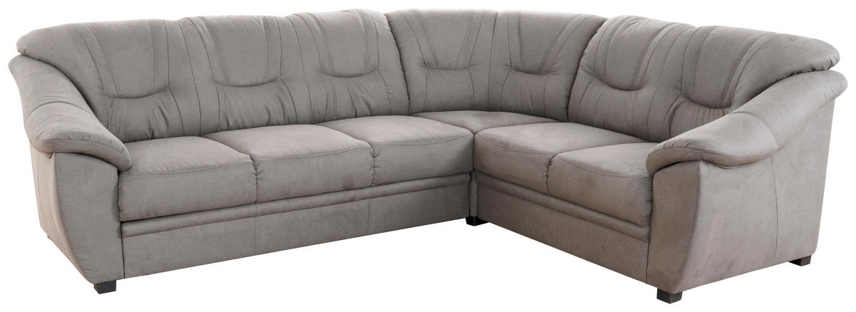 ECKSOFA in Flachgewebe Hellgrau  - Hellgrau/Schwarz, Konventionell, Kunststoff/Textil (264/215cm) - Sit & More