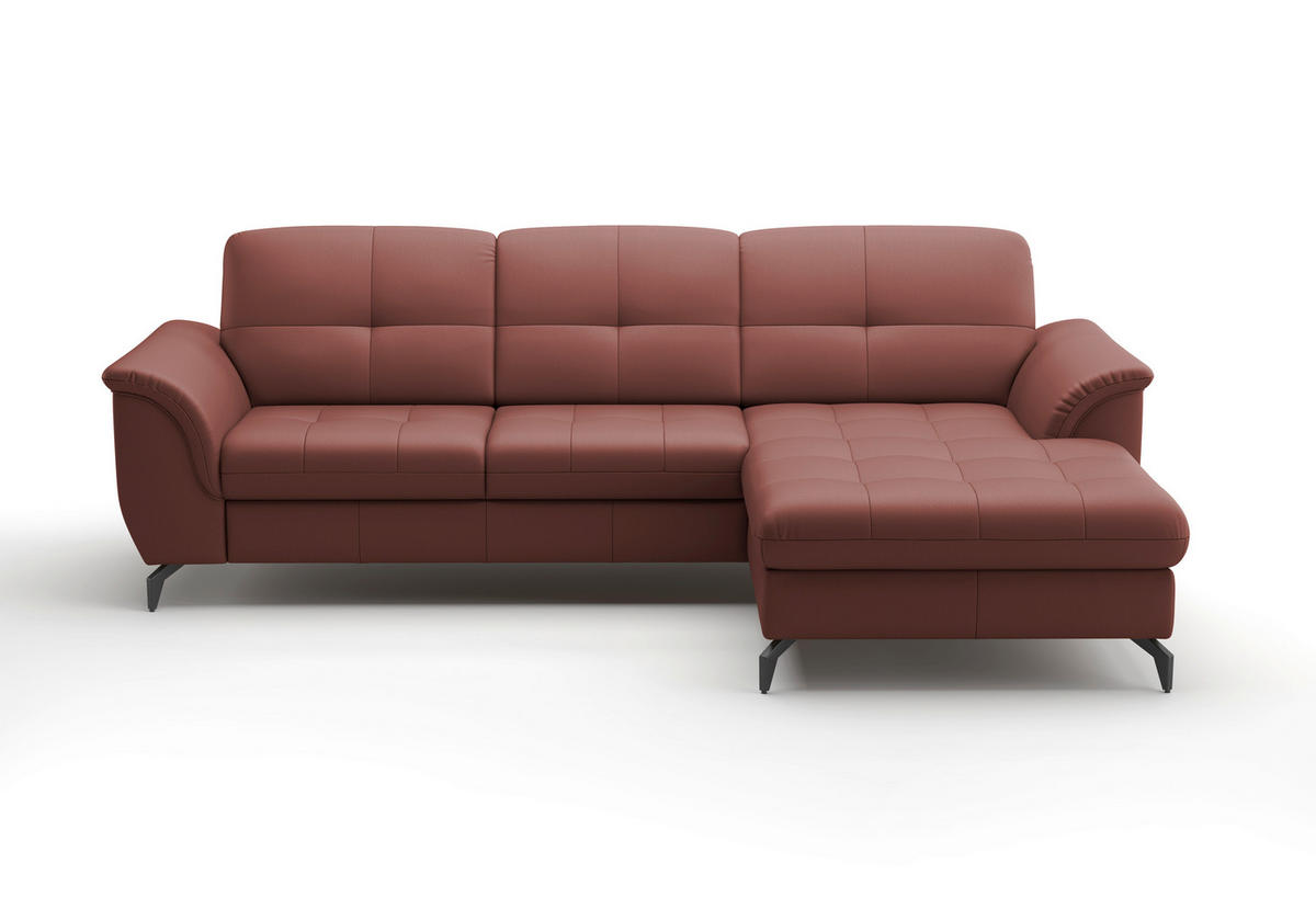 ECKSOFA in Echtleder Rotbraun  - Rotbraun/Schwarz, Modern, Leder/Metall (262/164cm) - Sit & More