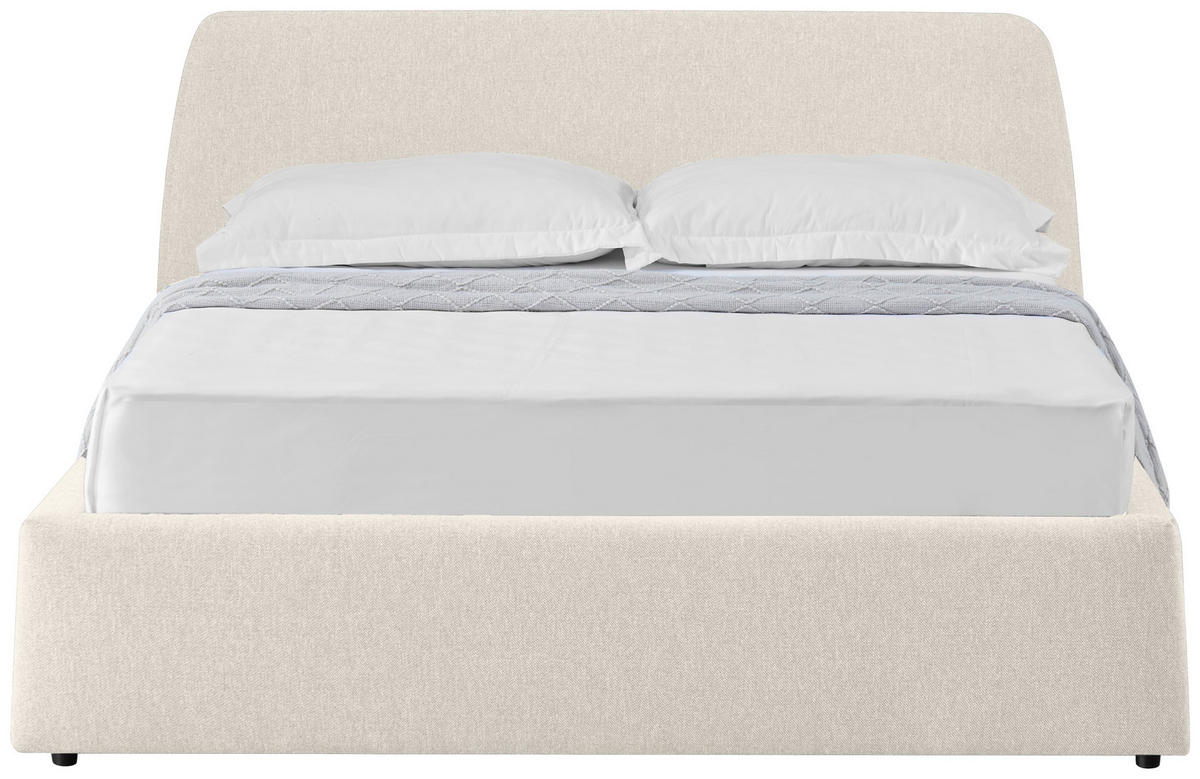 ČALOUNĚNÁ POSTEL, 140/200 cm, krémová - černá/krémová, Moderní, kov/dřevo (140/200cm) - Livetastic