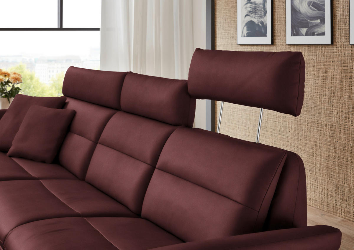 ECKSOFA in Echtleder Bordeaux  - Bordeaux/Schwarz, Design, Leder/Metall (169/298cm) - Dieter Knoll