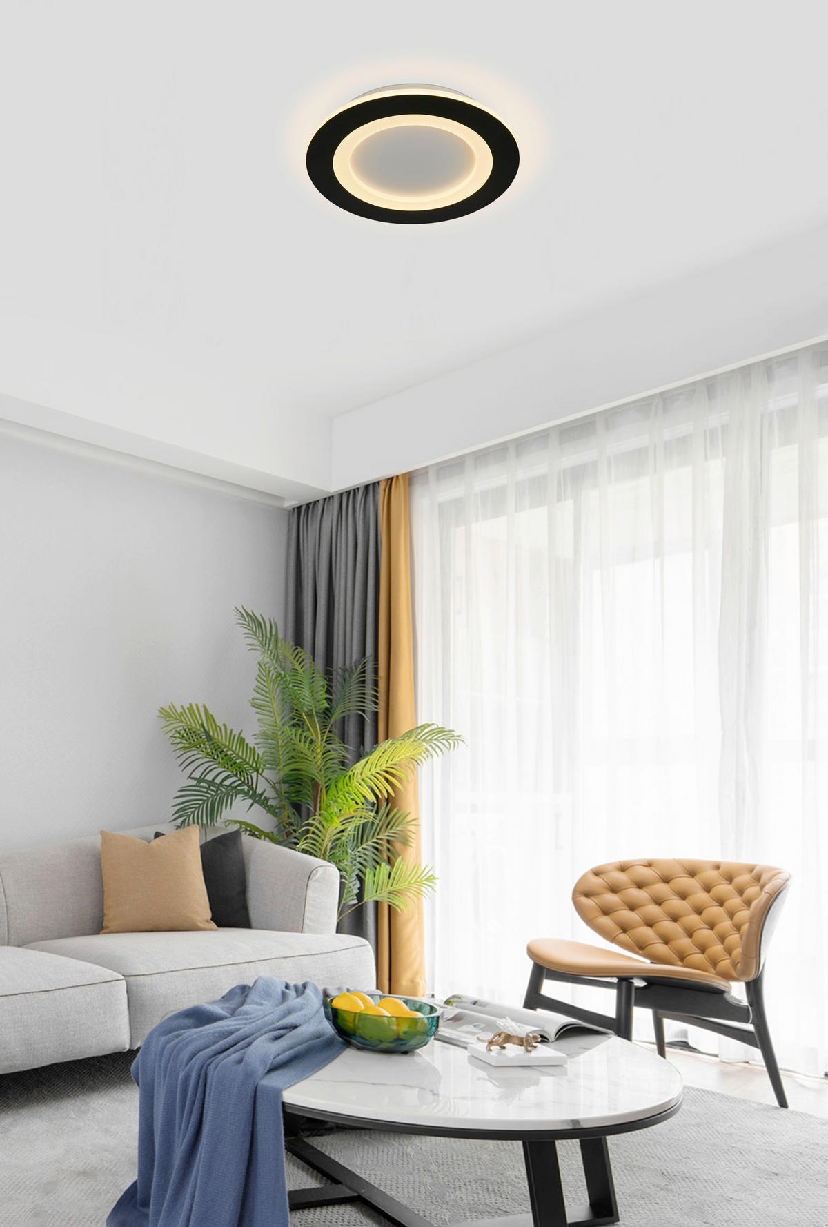 DECKENLEUCHTE Ringo 39/8 cm  - Schwarz/Weiß, Design, Kunststoff/Metall (39/8cm)