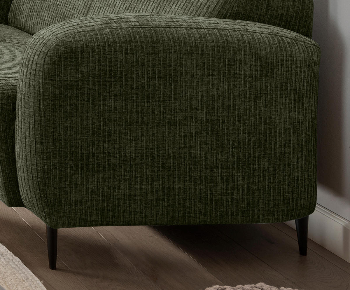 3-SITZER-SOFA in Mikrofaser Olivgrün  - Schwarz/Olivgrün, Modern, Textil/Metall (180/76/90cm) - Livetastic