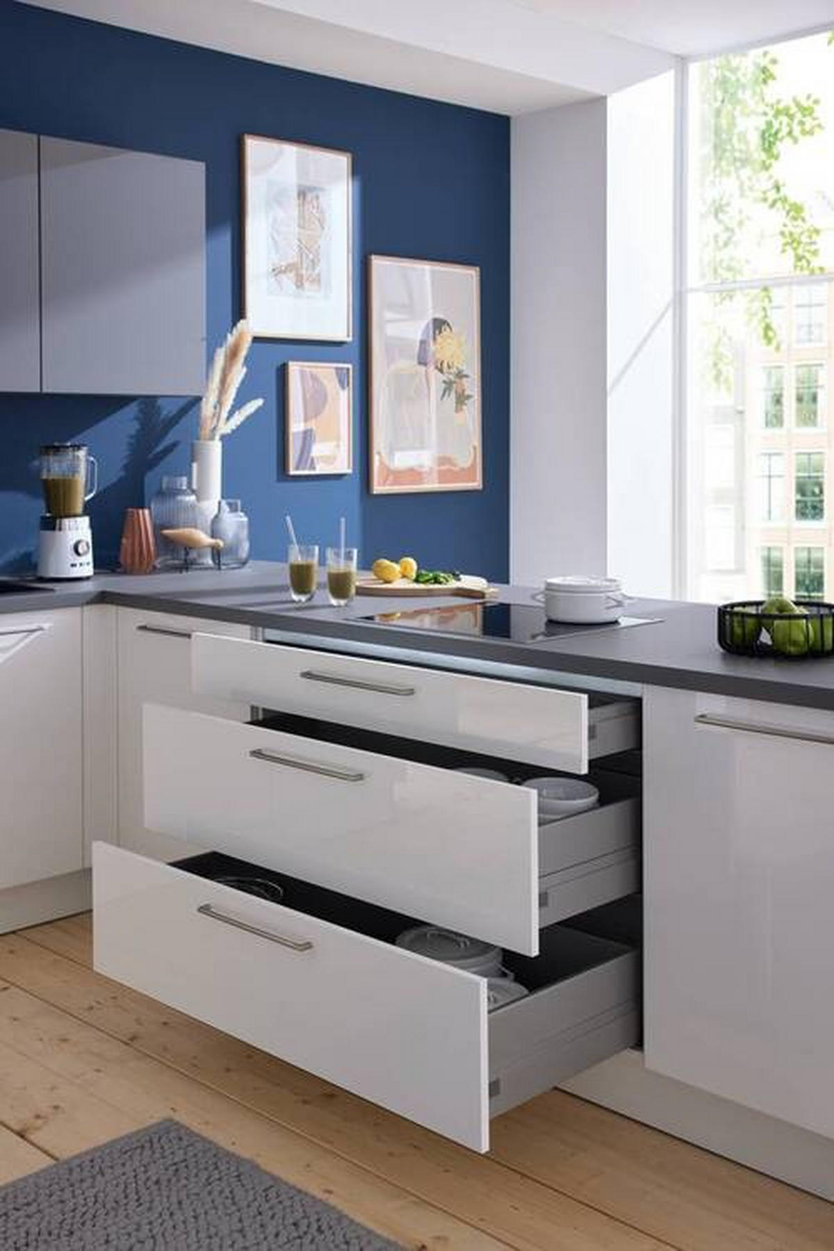 EINBAUKÜCHE   - Weiss/Grau, Design, Holzwerkstoff - Nolte Küchen