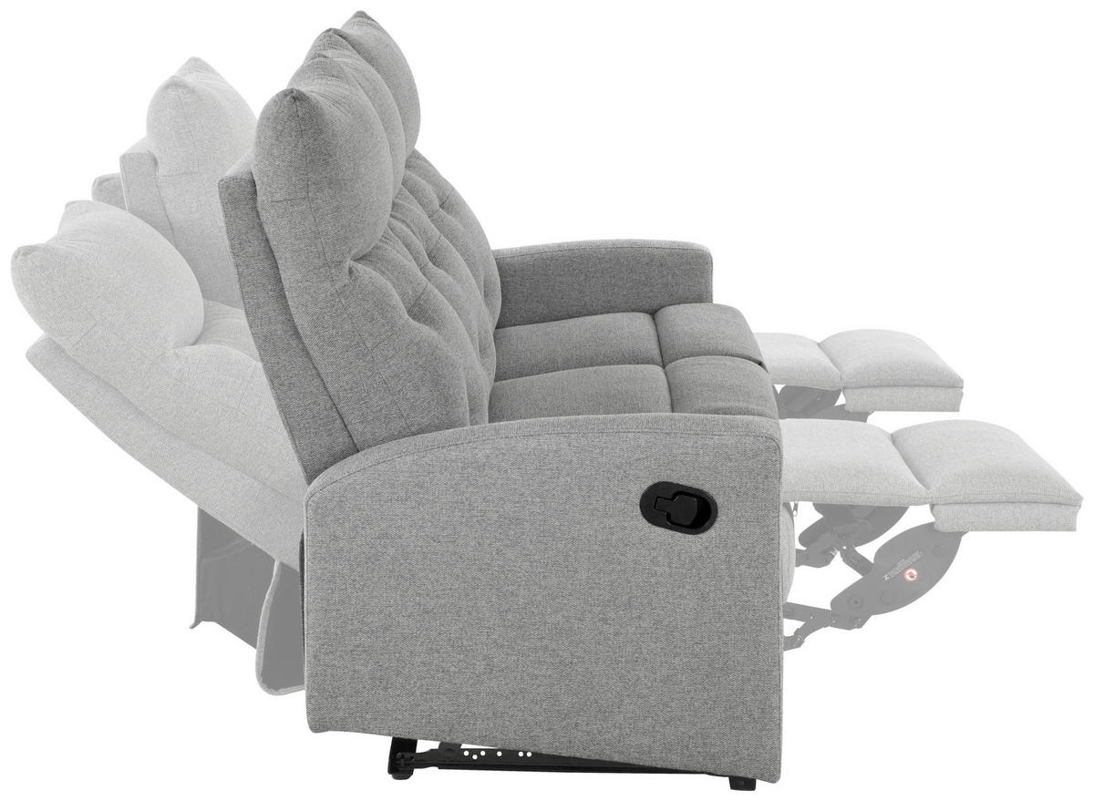 SITZGARNITUR Mikrofaser Grau  - Schwarz/Grau, Design, Textil/Metall - Livetastic