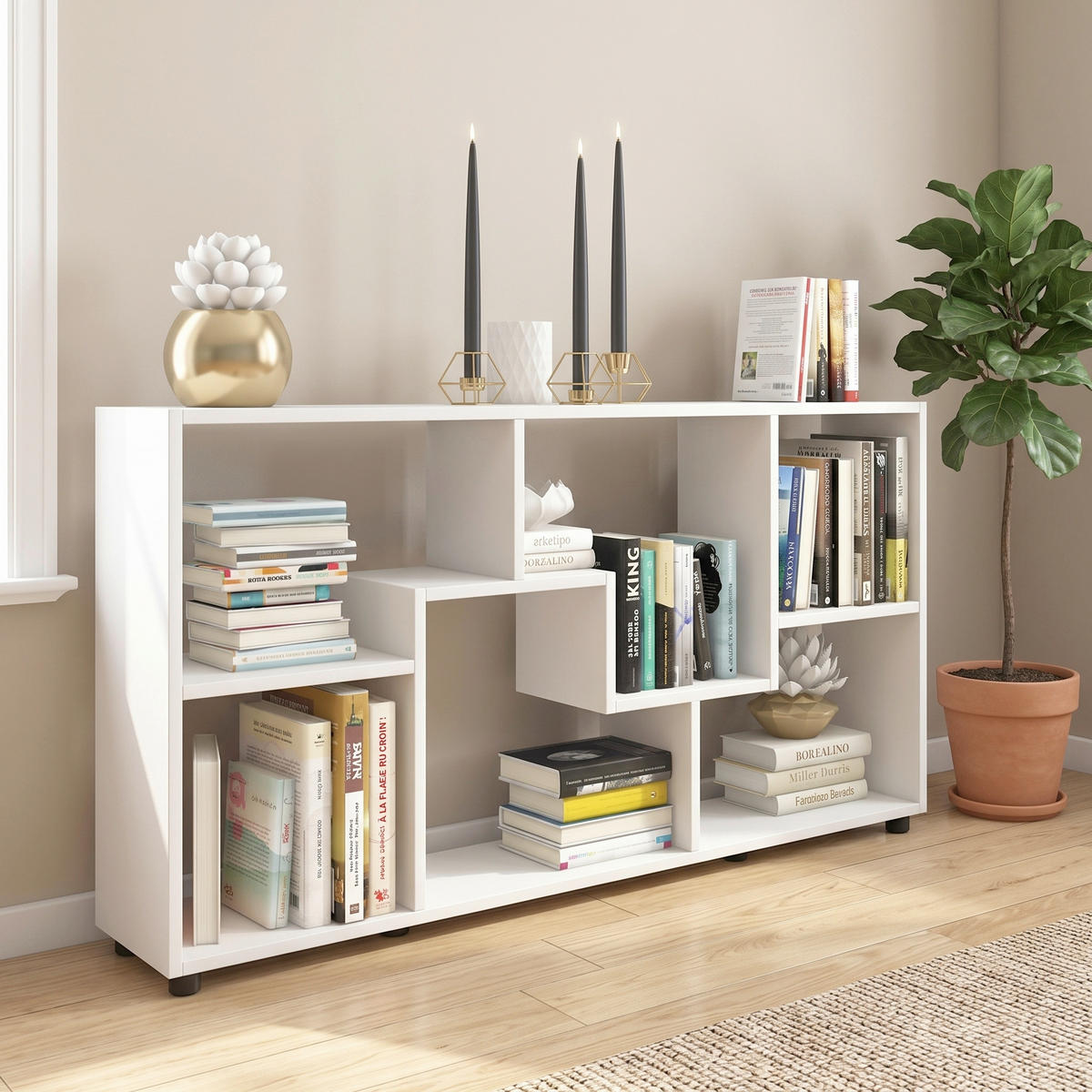 REGAL bijela  drvni materijal  - bijela/crna, Konvencionalno, drvni materijal/plastika (117/62/20cm) - MID.YOU
