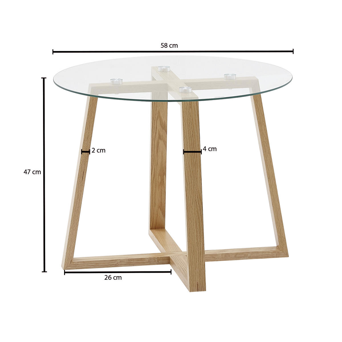 KLUBSKA MIZA, rjava  - barve hrasta/rjava, Moderno, steklo/les (58/58/47cm) - MID.YOU