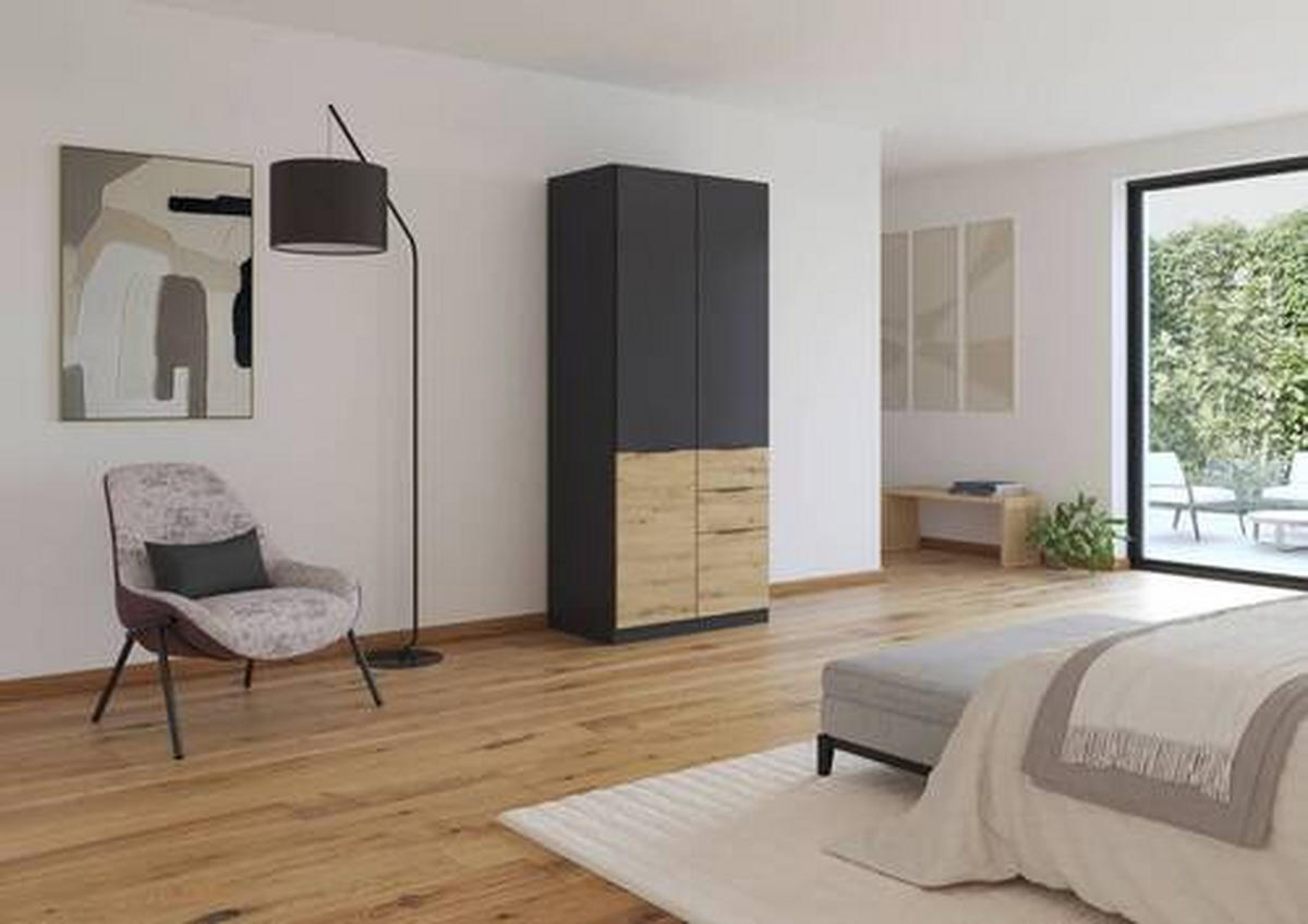 KLEIDERSCHRANK 91/210/54 cm 2-türig Grau, Eiche Artisan  - Eiche Artisan/Grau, KONVENTIONELL, Holzwerkstoff/Kunststoff (91/210/54cm) - James Wood