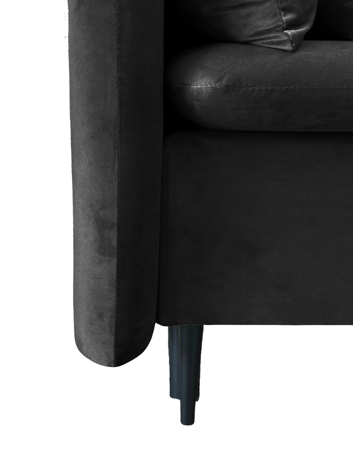SCHLAFSOFA Velours Schwarz  - Schwarz, Design, Holz/Kunststoff (220/96/102cm) - MID.YOU